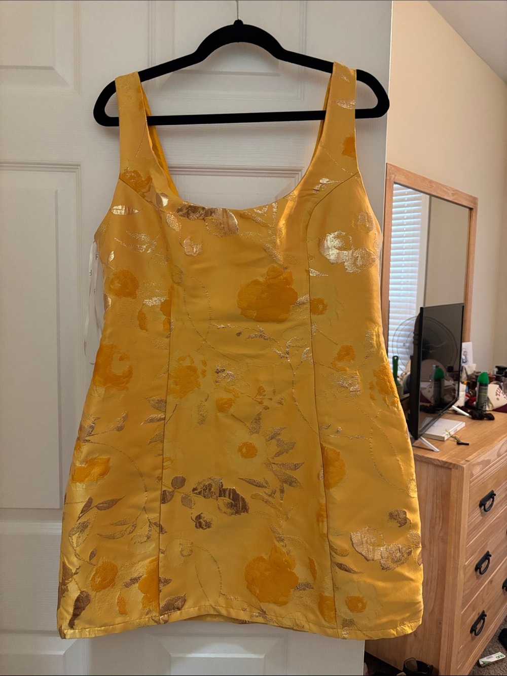 Lulu's Gold Floral Mini Dress - Picture 2 of 2